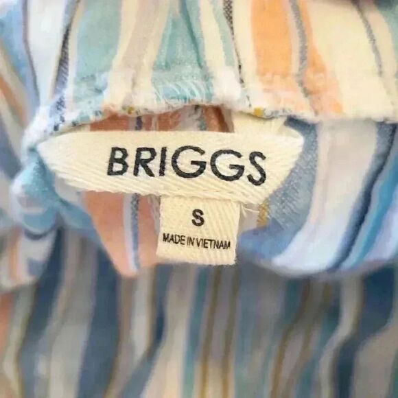 Briggs Women's White/Aqua/Orange Linen/Rayon Drawstring Cuffed Shorts w Pockets - Picture 11 of 12